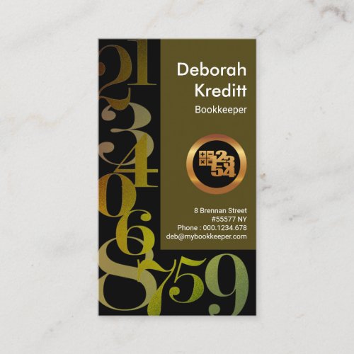Shimmering Brown Finance Numbers Bookkeeping Business Card