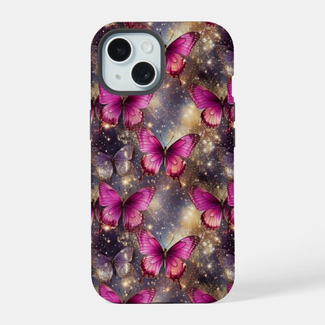 Shimmering Butterfly Elegance: A Delicate Pattern  Iphone Case (Back)