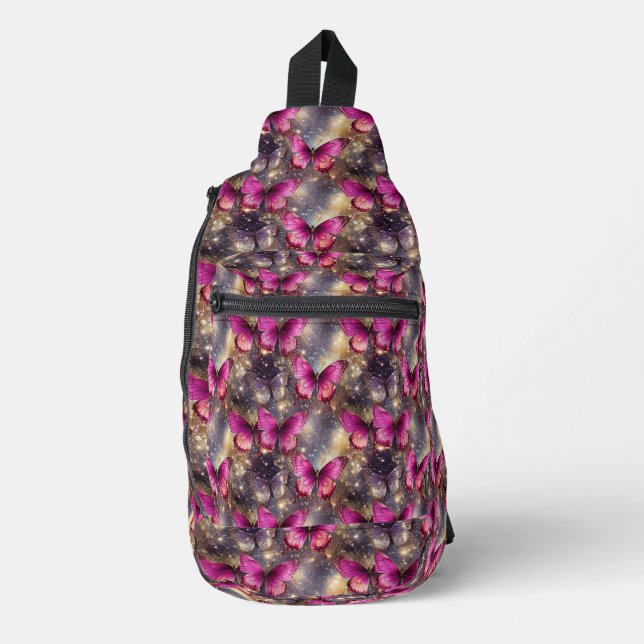 Shimmering Butterfly Elegance Backpack Sling Bag (Front)