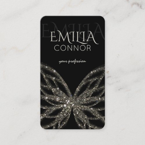 Shimmering Butterfly Modern Black Business Card