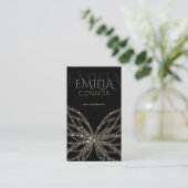 Shimmering Butterfly Modern Black Business Card (Standing Front)
