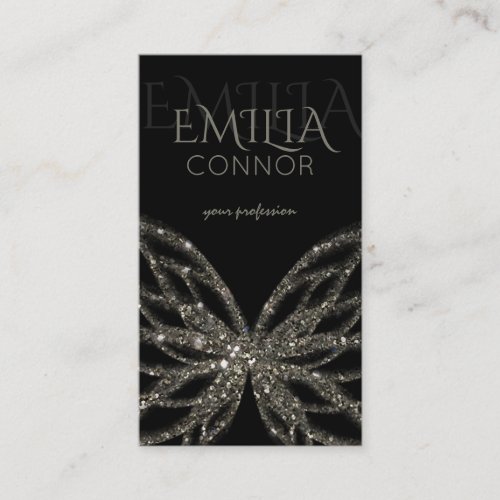 Shimmering Butterfly Modern Black Business Card