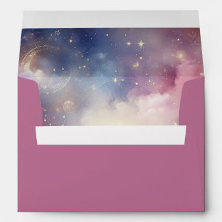Shimmering Celestial Stardust Skies Wedding Envelope