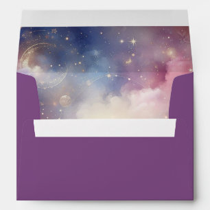 Shimmering Celestial Stardust Skies Wedding Envelope