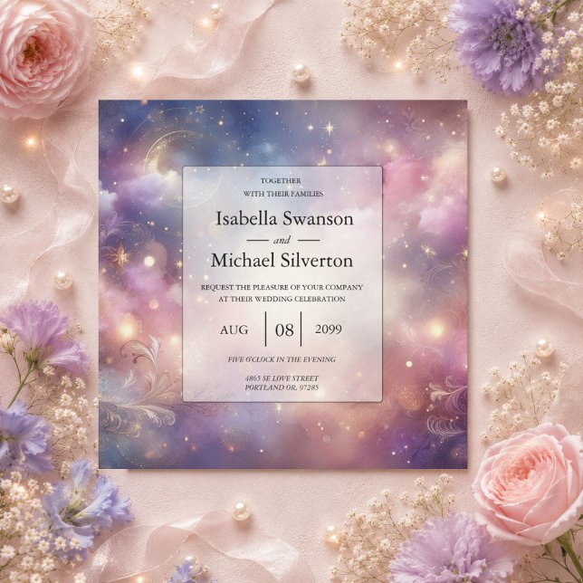 Shimmering Celestial Stardust Skies Wedding Invitation (Creator Uploaded)