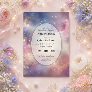 Shimmering Celestial Stardust Skies Wedding Invitation