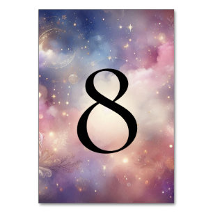 Shimmering Celestial Stardust Skies Wedding Table Number