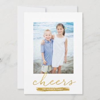 Shimmering Cheers Faux Gold Foil Holiday Card by BanterandCharm at Zazzle