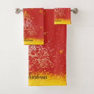 Shimmering Christmas Tree Design Towel Set
