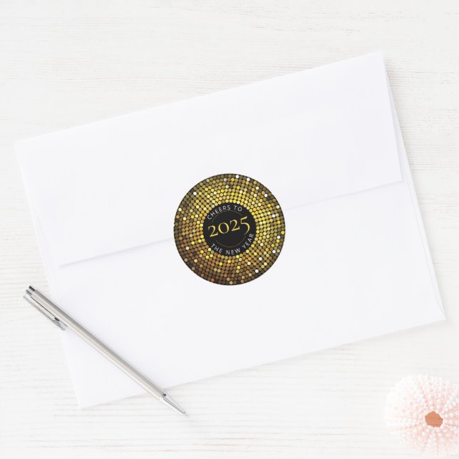 Shimmering Circle Lights New Year's Eve Classic Round Sticker (Envelope)