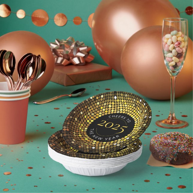 Shimmering Circle Lights New Year's Eve Paper Bowls (Multi)