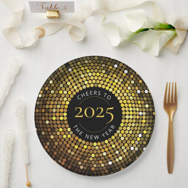 Shimmering Circle Lights New Year's Eve Paper Plates (Wedding)