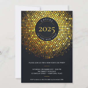 Shimmering Circle Lights New Year's Eve Party Invitation
