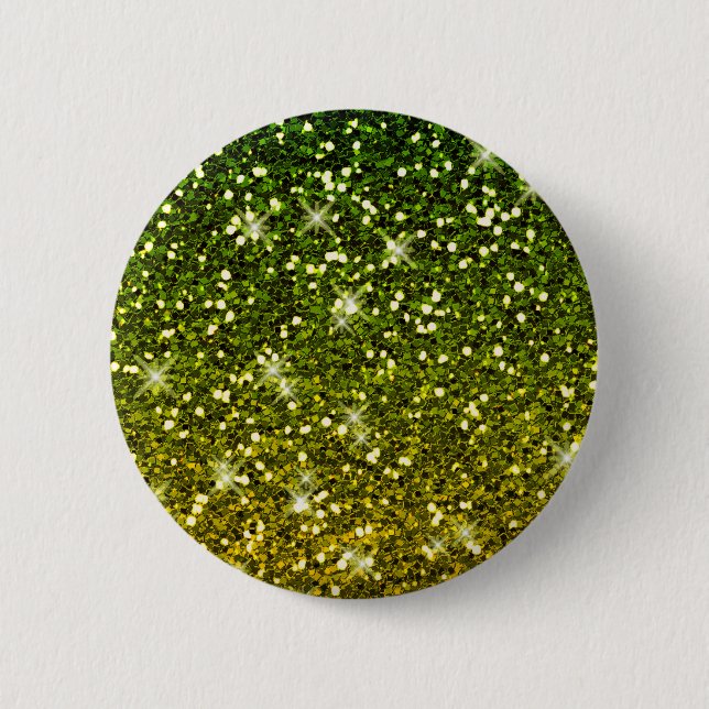 Shimmering Dark Green Gold Glitters Button (Front)