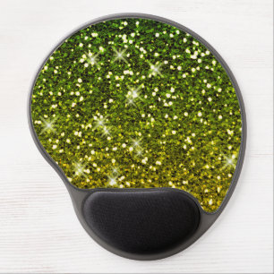 Shimmering Dark Green Gold Glitters Gel Mouse Pad