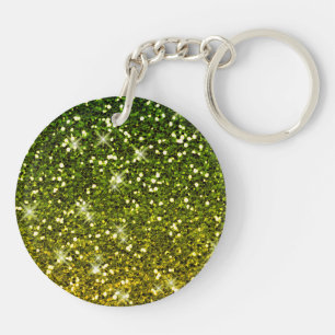 Shimmering Dark Green Gold Glitters Keychain