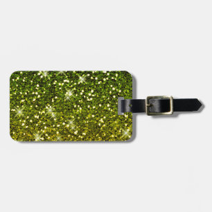 Shimmering Dark Green Gold Glitters Luggage Tag
