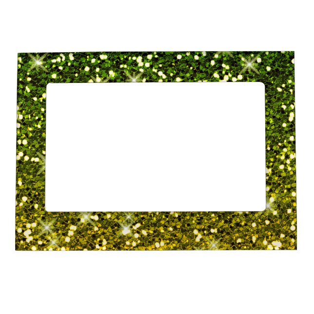 Shimmering Dark Green Gold Glitters Magnetic Frame (Front)