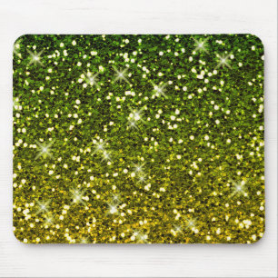 Shimmering Dark Green Gold Glitters Mouse Pad