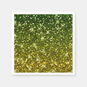 Shimmering Dark Green Gold Glitters Paper Napkins