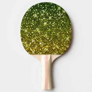 Shimmering Dark Green Gold Glitters Ping-Pong Paddle