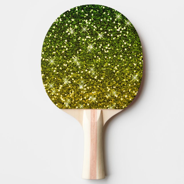 Shimmering Dark Green Gold Glitters Ping-Pong Paddle (Front)