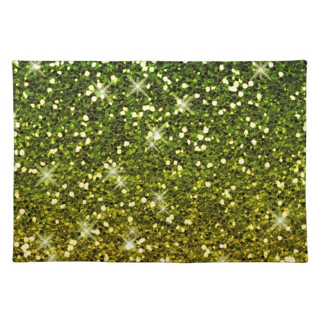 Shimmering Dark Green Gold Glitters Placemat (Front)