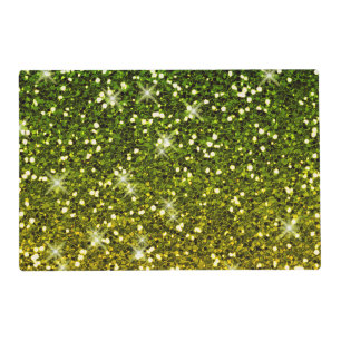 Shimmering Dark Green Gold Glitters Placemat