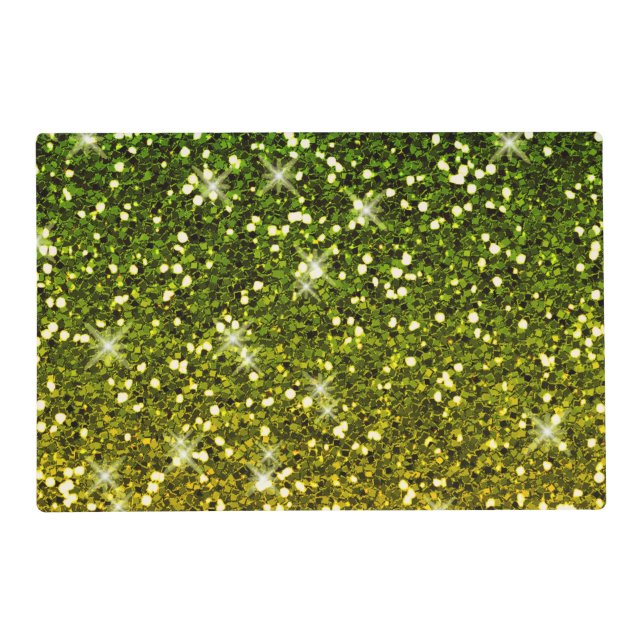 Shimmering Dark Green Gold Glitters Placemat (Front)