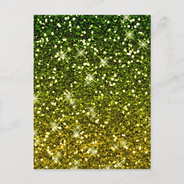 Shimmering Dark Green Gold Glitters Postcard (Front)