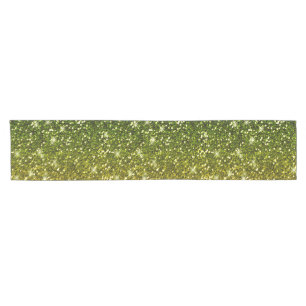 Shimmering Dark Green Gold Glitters Short Table Runner