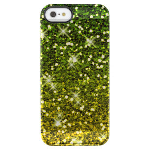 Shimmering Dark Green Gold Glitters Clear iPhone SE/5/5s Case