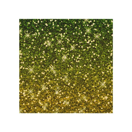 Shimmering Dark Green Gold Glitters Wood Wall Decor