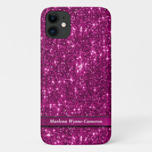 Shimmering “Disco Ball” Vivid Magenta Pink Glitter iPhone 11 Case