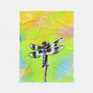 Shimmering Dragonfly Painting Fleece Blanket