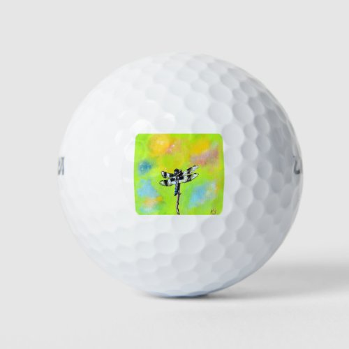 Shimmering Dragonfly Painting Golf Balls