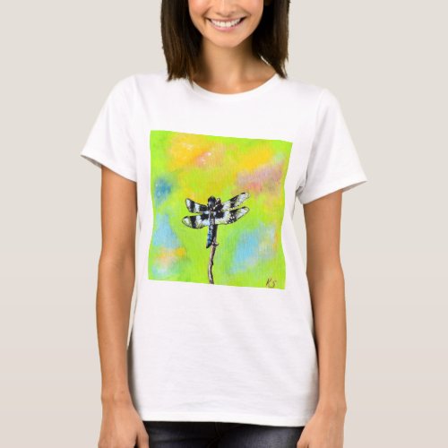 Shimmering Dragonfly Painting T_Shirt