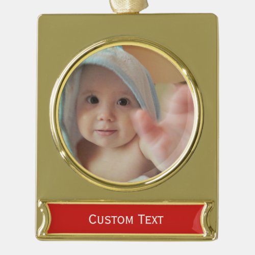 Shimmering Elegance Your Photo Text Gold_Plated Gold Plated Banner Ornament