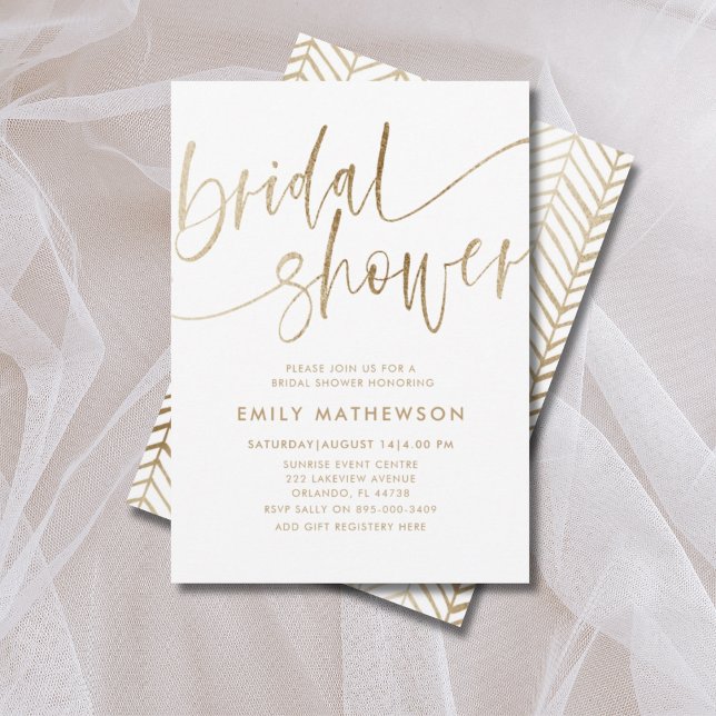Shimmering Faux Gold Calligraphy Bridal Shower Invitation (Creator Uploaded)