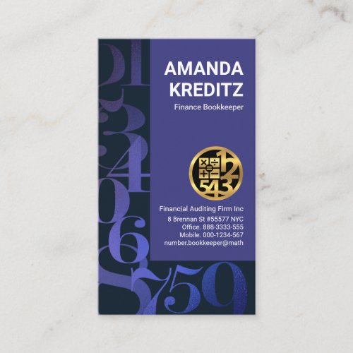 Shimmering Finance Numbers Bookkeeper Business Card