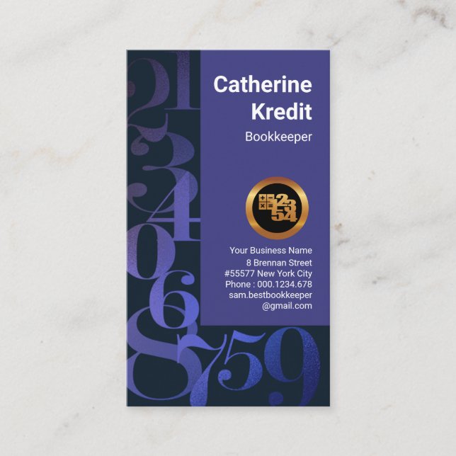 Shimmering Finance Numbers Bookkeeping Business Card (Front)