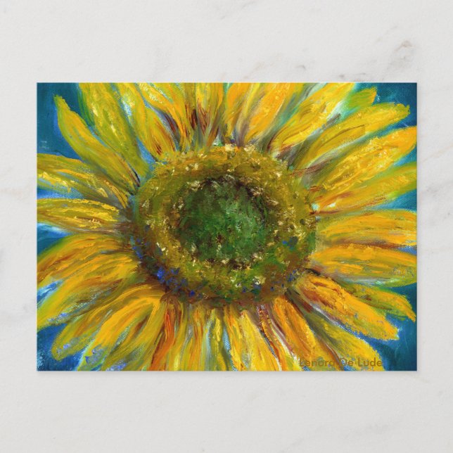 Shimmering Fine Art Sunflower Postcard (Front)