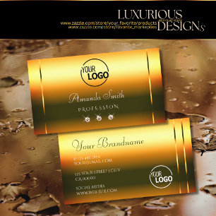 Shimmering Fire Orange Luxury Diamonds add Logo Business Card