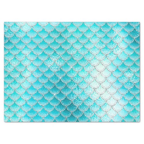 Shimmering Fish Scales on Aqua Deocupage Tissue Paper