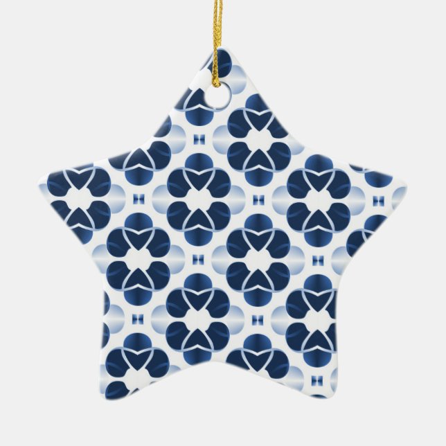 Shimmering Glam Star Ornament, Dark Blue Ceramic Ornament (Front)