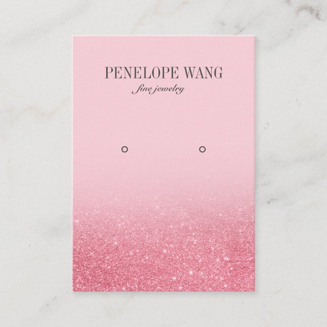 Shimmering Glitter Pink Jewelry  Earring display Business Card (Front)