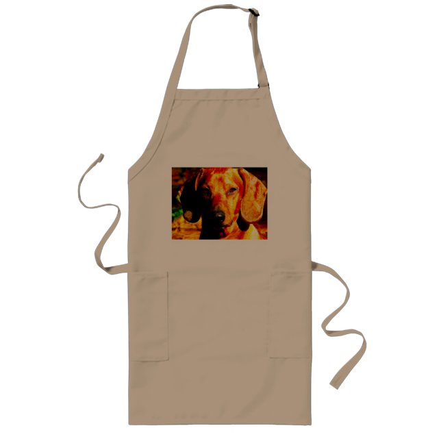 Shimmering Glowing Dachshund Face Closeup Long Apron (Front)
