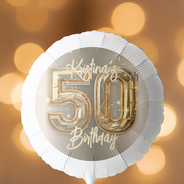 Shimmering Gold and Diamond Accents 50th Birthday Balloon (Creator Uploaded)
