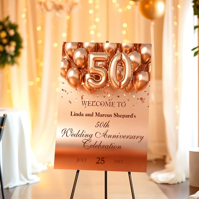 Shimmering Gold Balloons 50th Wedding Anniversary  Foam Board (Creator Uploaded)