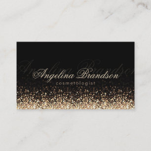 Shimmering Gold Cosmetologist Damask Black Card